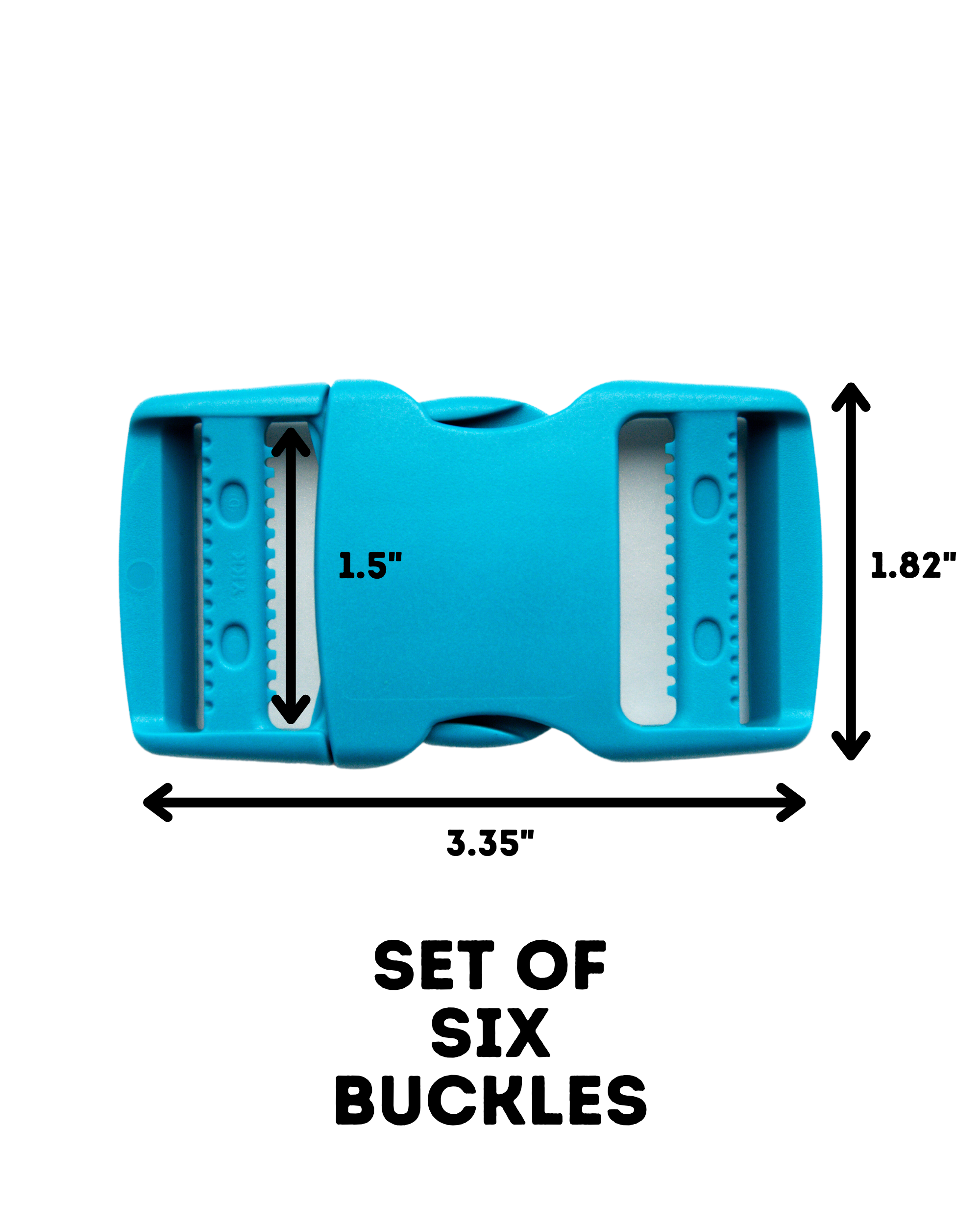 1.5" Double Adjust Heavy Duty Buckles- No Sewing Required - Pack of 6